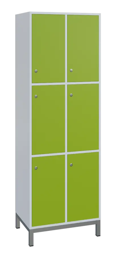 SBS-3322 šatní skříň 6-boxová, 1800x600x400 mm, kovové nohy, korpus bílý, dvířka jarní zeleň